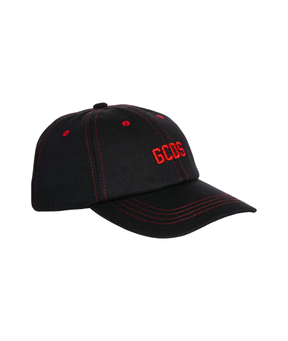 GCDS Cotton Tried Hat - Black - Red