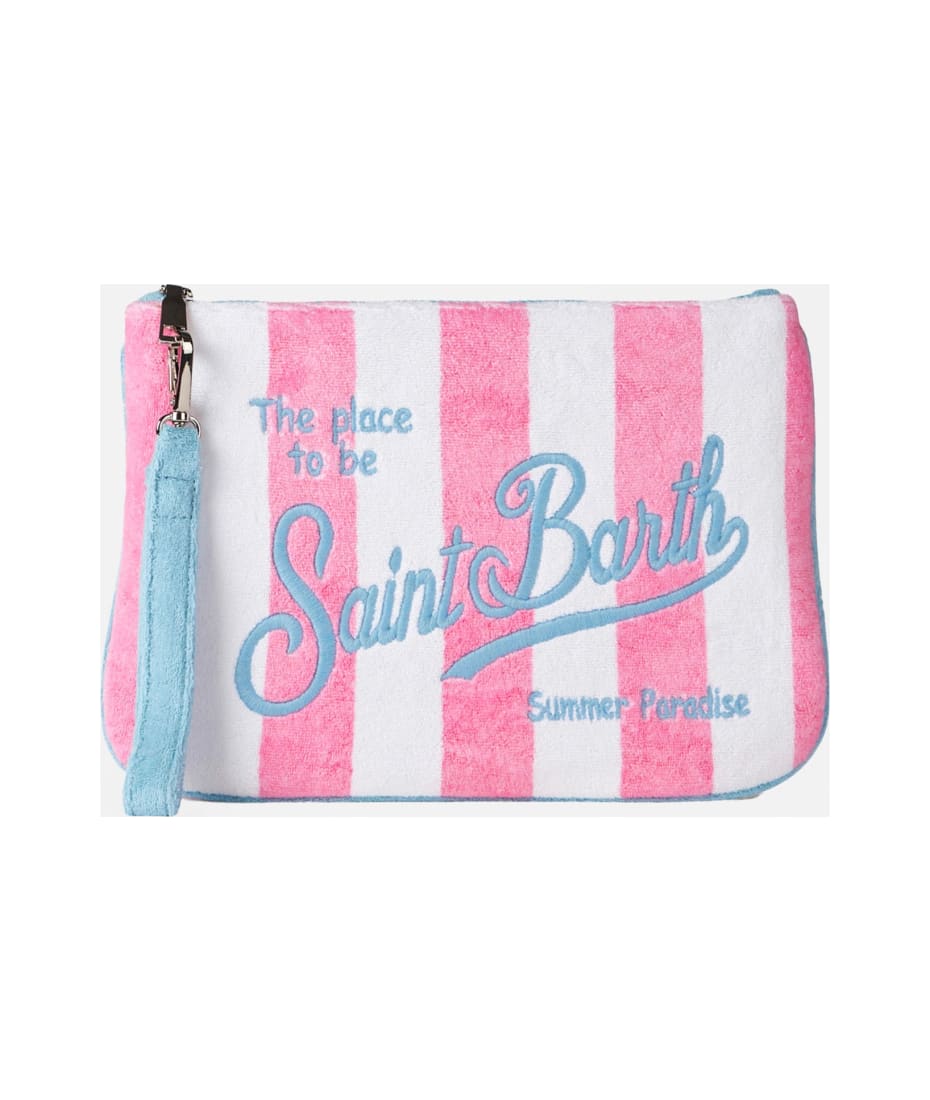 Terry Swimsuit Pochette - Pink terry swimsuit pochette with logo