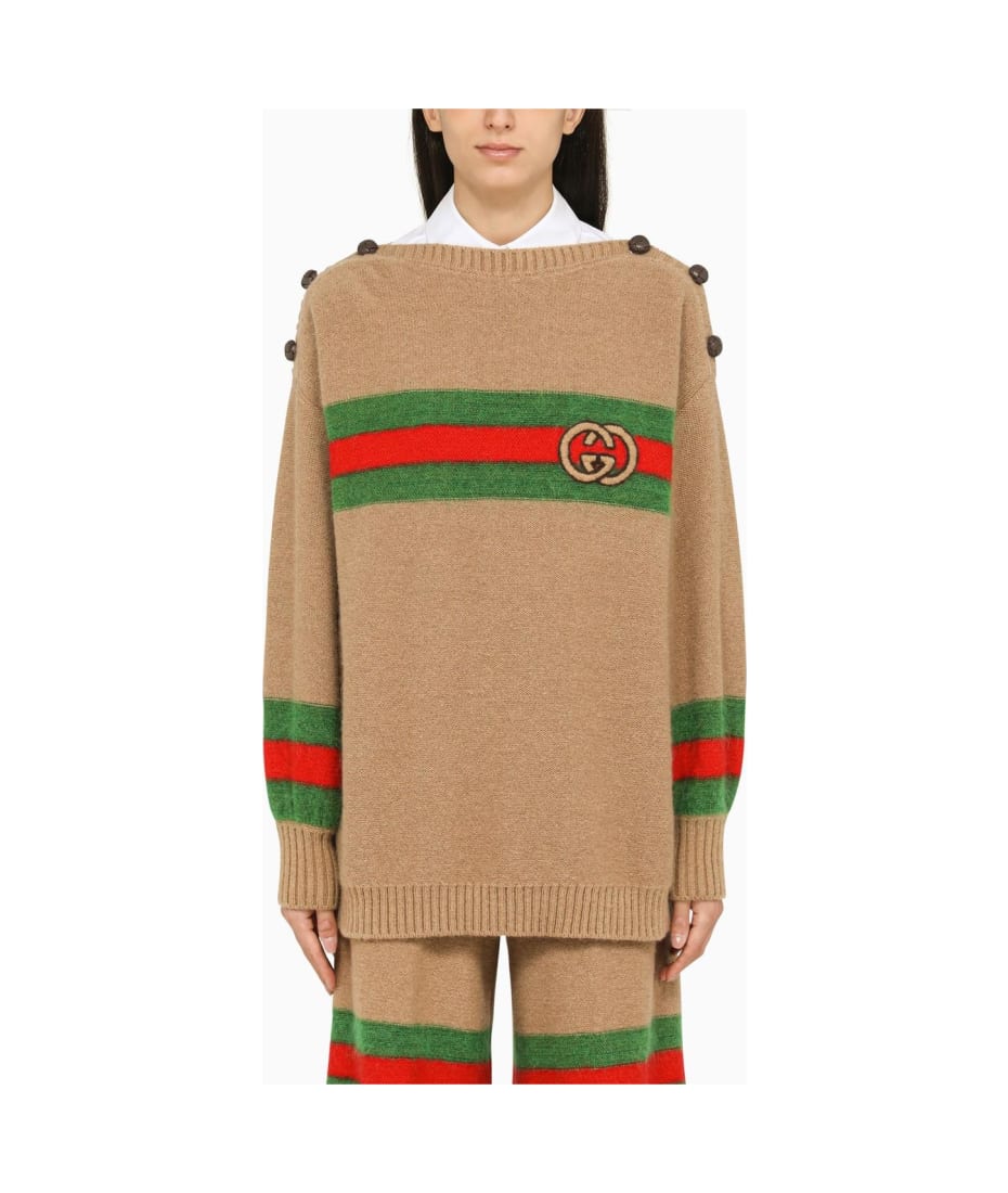 Gucci Camel Wool Crew neck Sweater italist