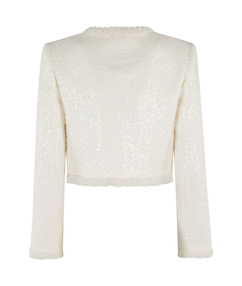 ジャケット Self Portrait CREAM BOUCLE PEARL TRIM JACKET self-portrait Cream Boucle Pearl Trim Jacket | italist