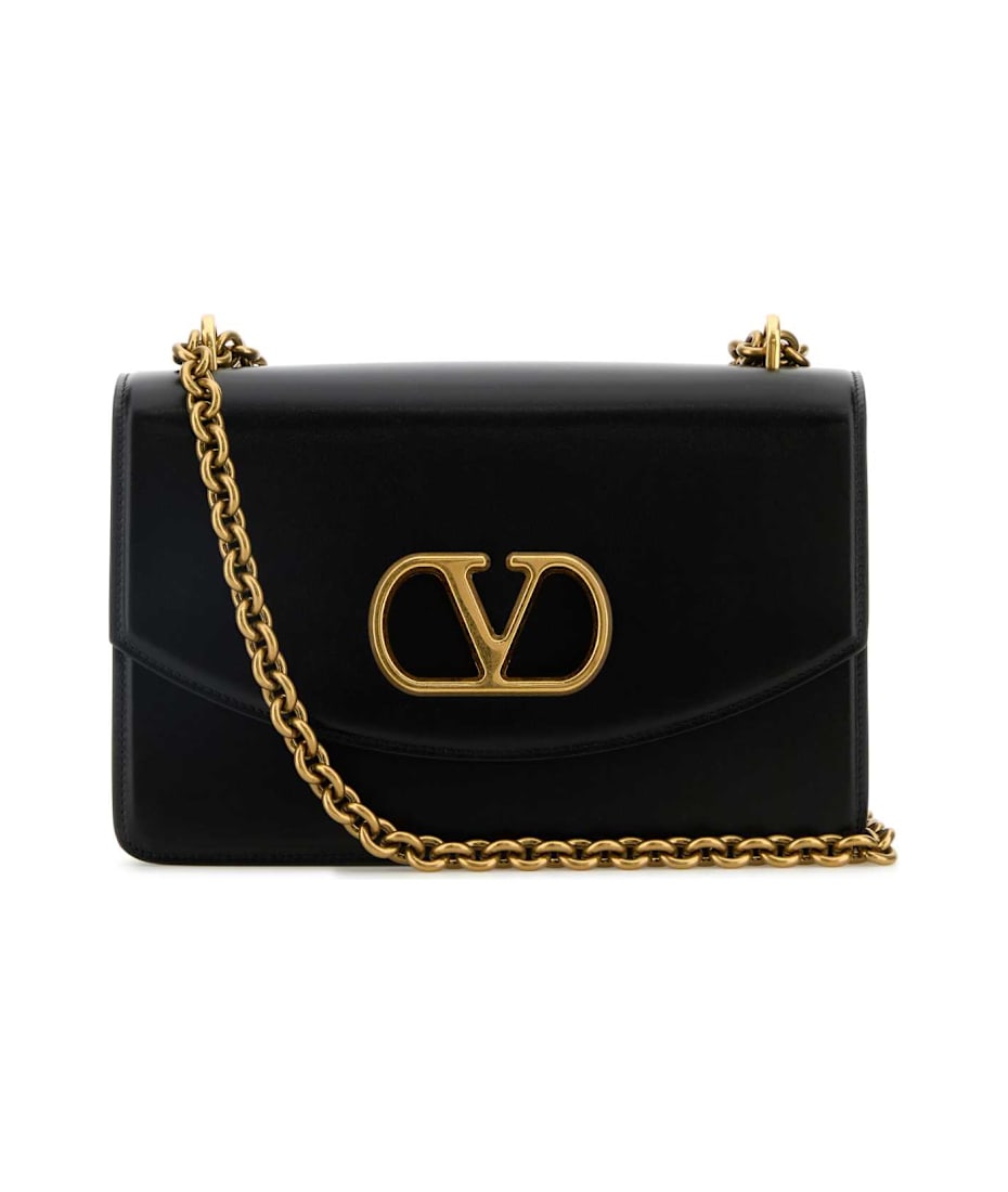 【関税&送料込】Valentino Garavani Black Leather Vain Should Valentino Garavani Black Leather Vain Shoulder Bag | italist