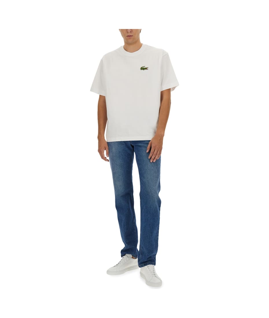 Lacoste WHITE Men's Regular-Fit Logo T-Shirt, US Large