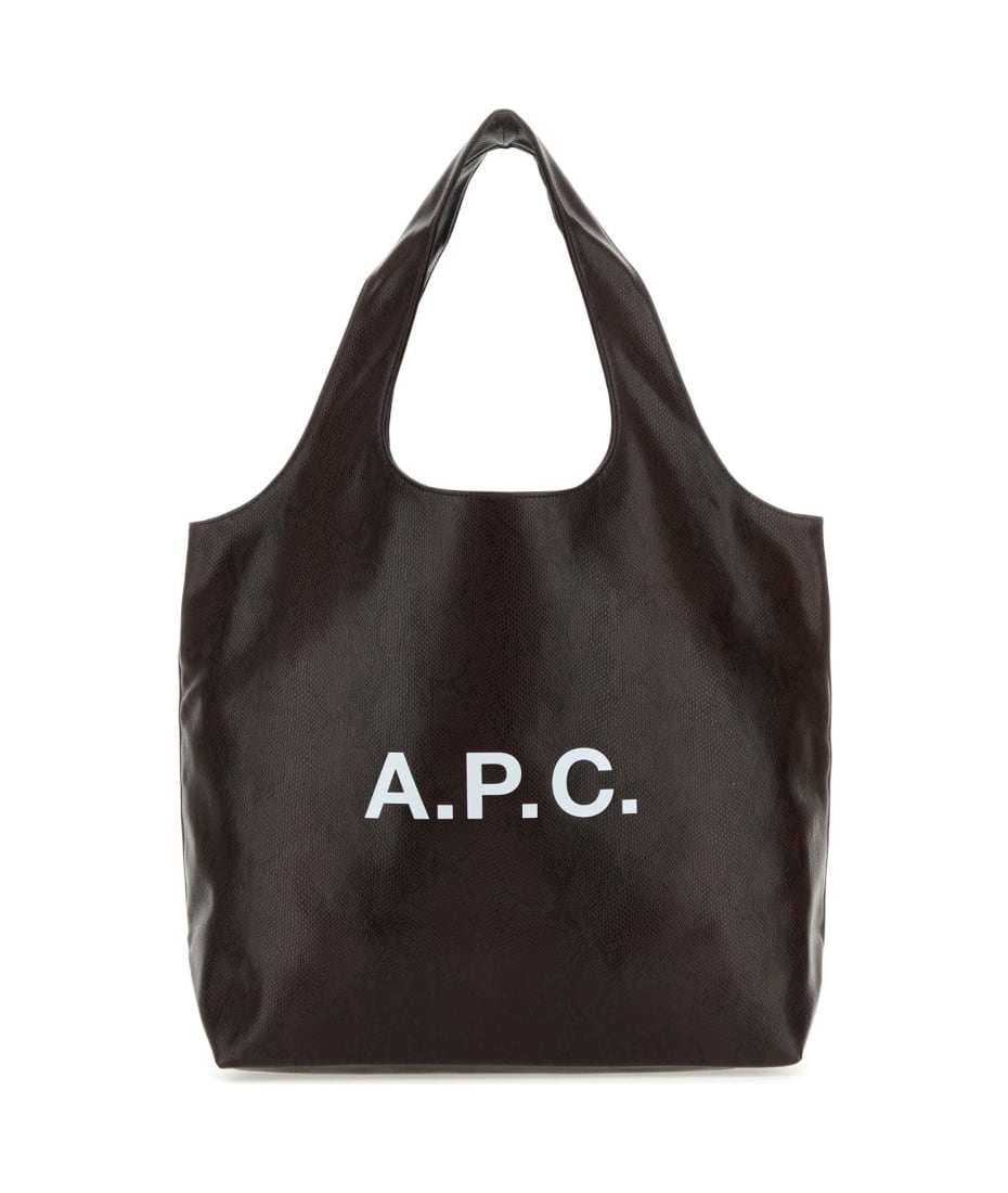 A.P.C. Black Synthetic Leather Ninon Shopping Bag italist ALWAYS LIKE A SALE