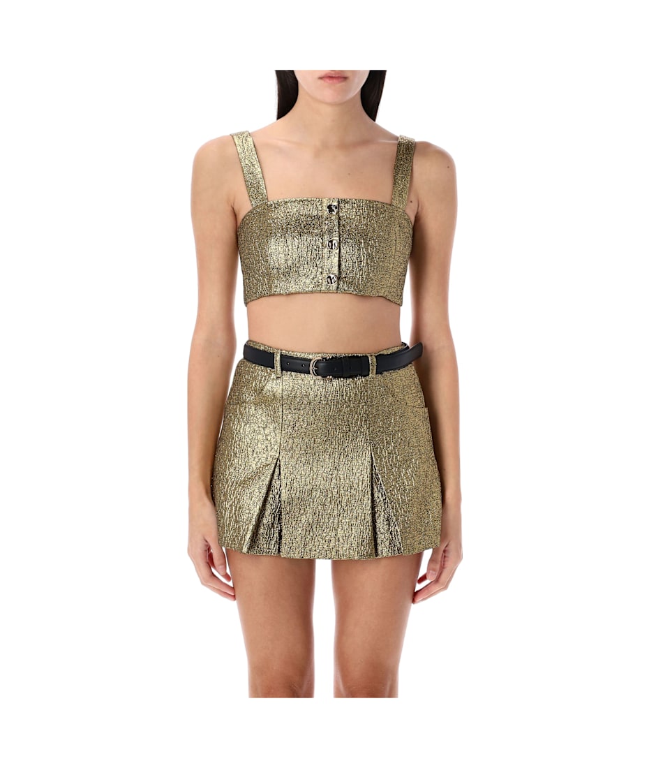 self-portrait Metallic Jacquard Crop Top | italist