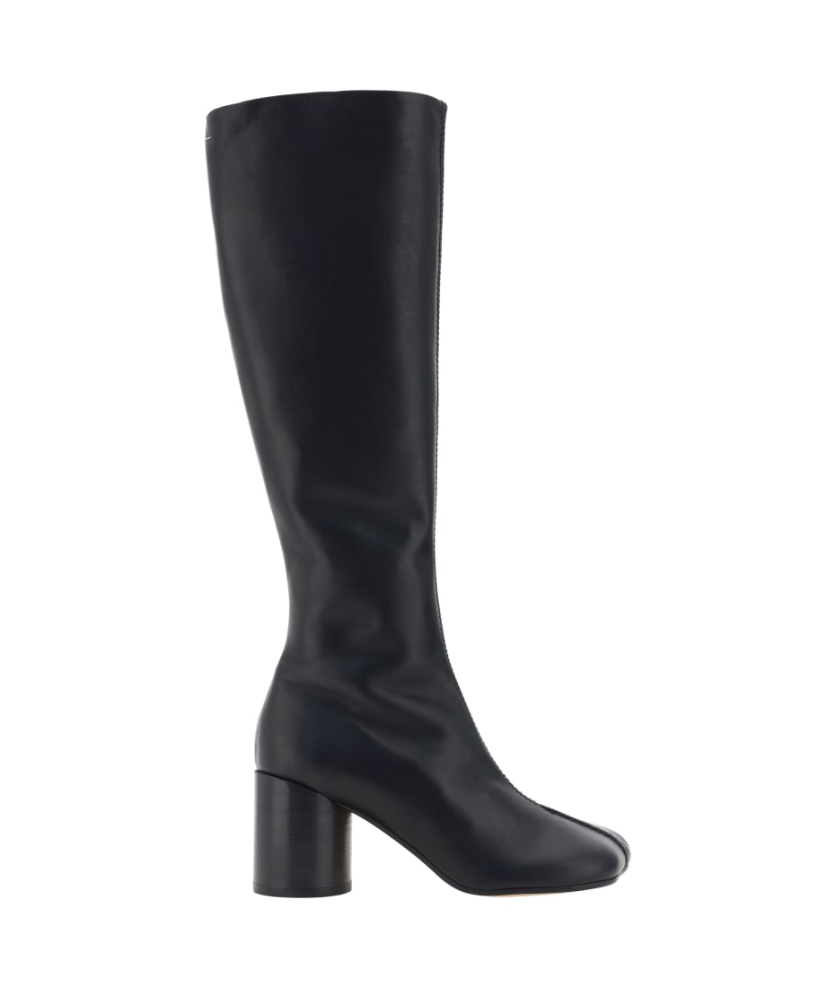 ロングブーツ Mm6 Maison Margiela Anatomic Tabi Leather Boot MM6 Maison Margiela knee-high Leather Boots | Black | FARFETCH