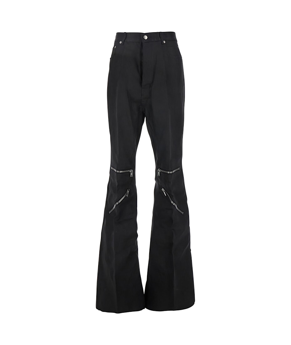 Rick Owens 'bolan Cargo' Black Pants With Zip Applied On The Legs