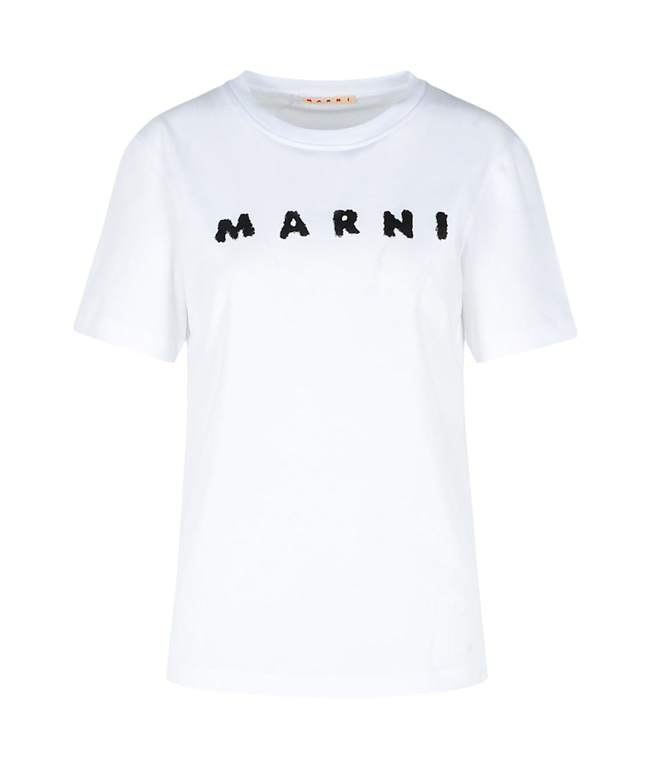 Tシャツ・カットソー Marni White Cotton T-Shirt White organic cotton T-shirt with logo | Marni