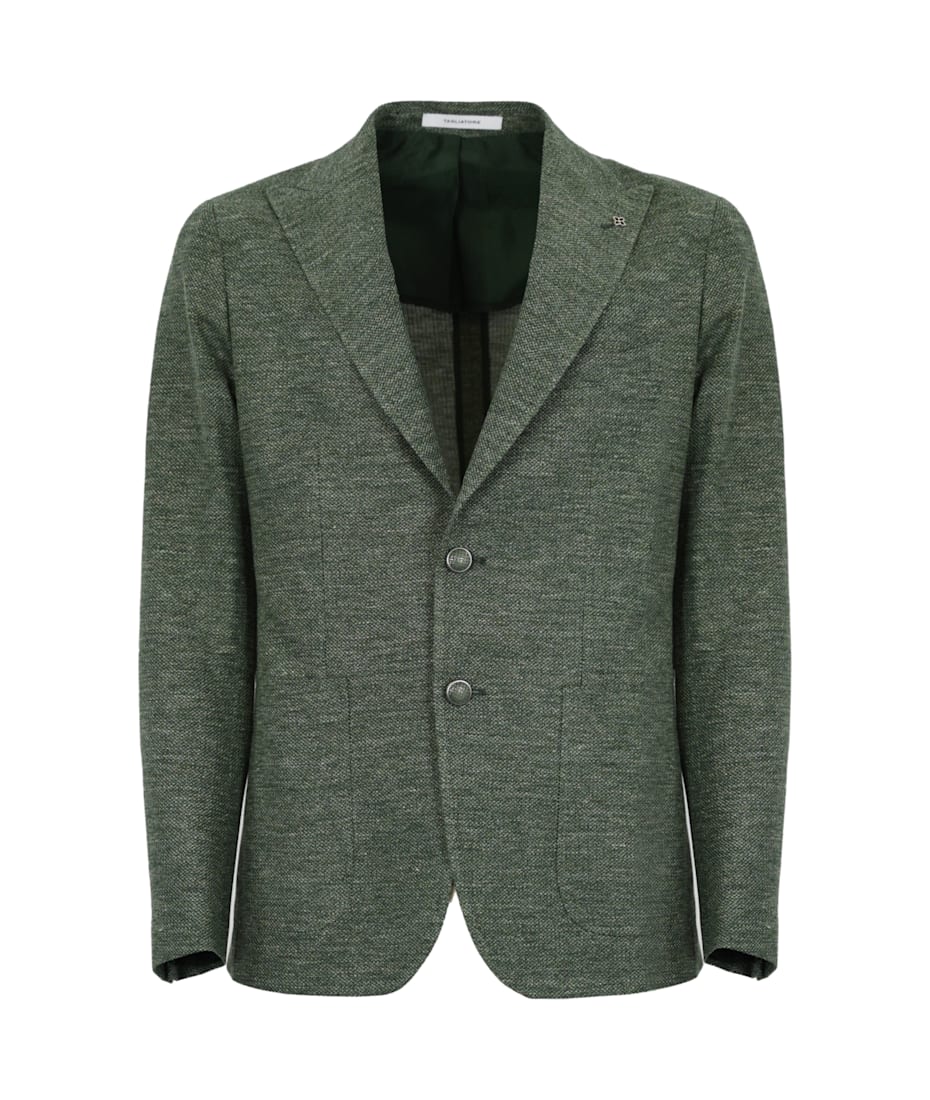 テーラードジャケット TAGLIATORE SINGLE-BREASTED JACKET IN LINEN AND COTTON Tagliatore Linen Blend Single-Breasted Jacket With Check