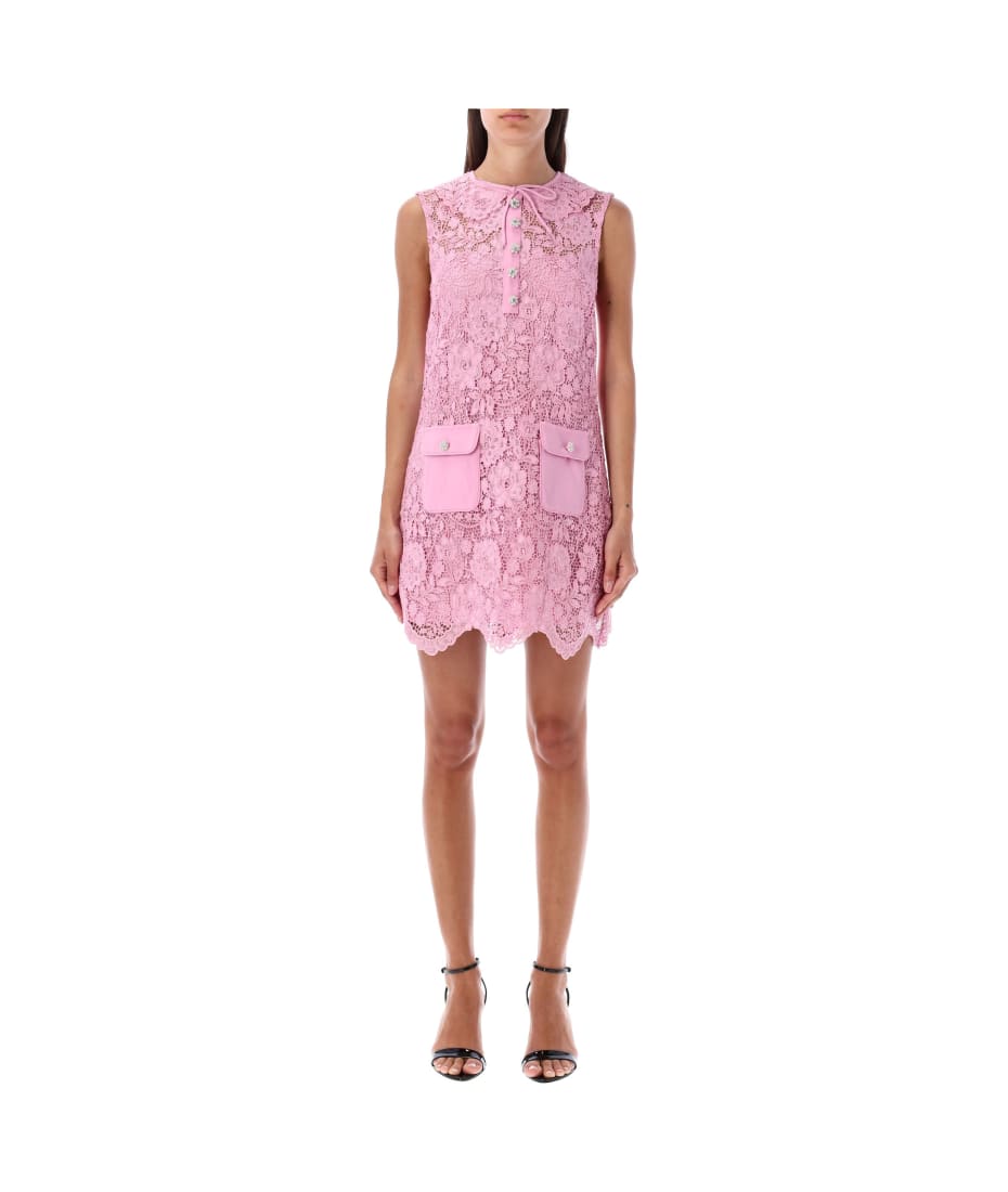 Pink Cord Lace Collar Mini Dress – self-portrait-US