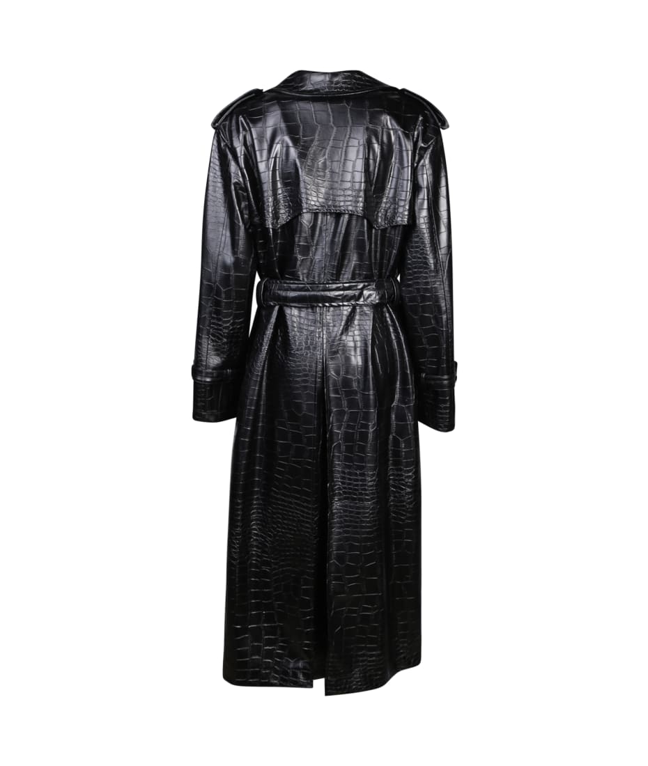 MSGM Crocodile-Effect Trench Coat