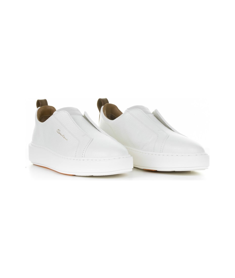 Santoni White Leather Slip-on Sneaker | italist