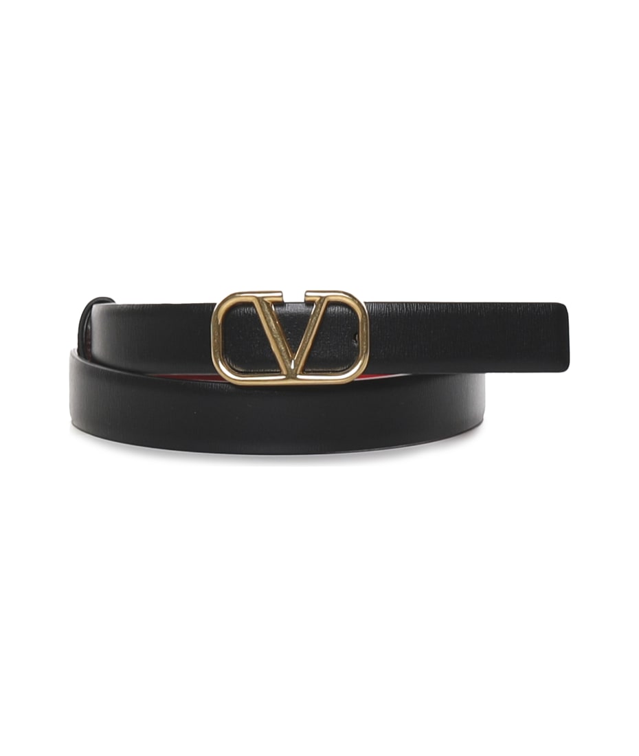Valentino Vlogo Signature Buckle Belt - Black
