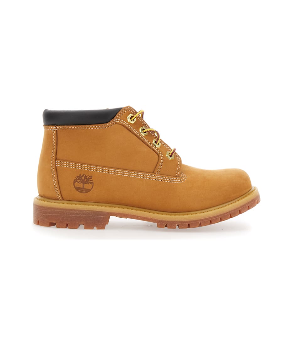 'nellie Mid Chukka' Beige Ankle Boots With Embossed Logo On The Side And  Padded Rear In Leather Woman