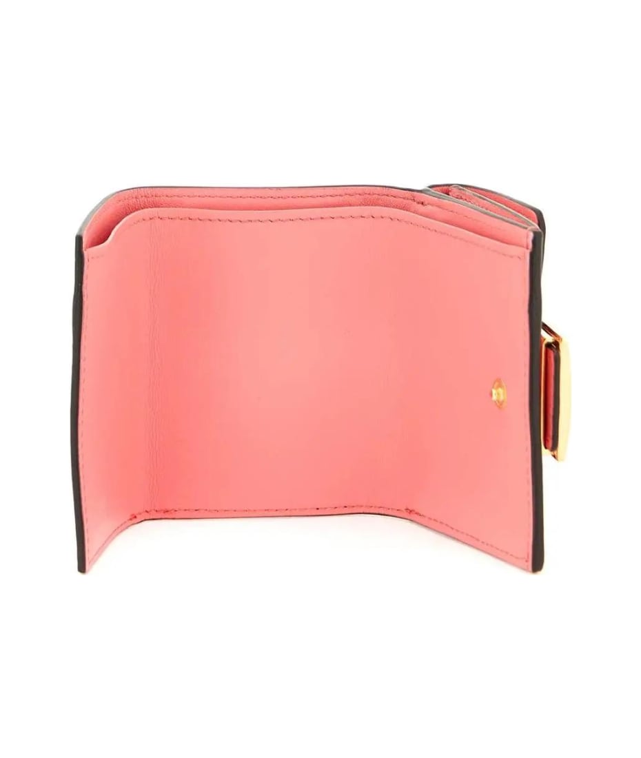 Baguette Micro Trifold - Pink FF nappa leather wallet