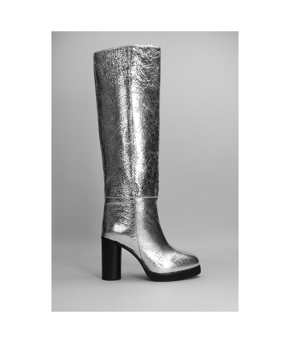 Isabel Marant Lylene High High Heels Boots Silver Leather | italist, ALWAYS A SALE