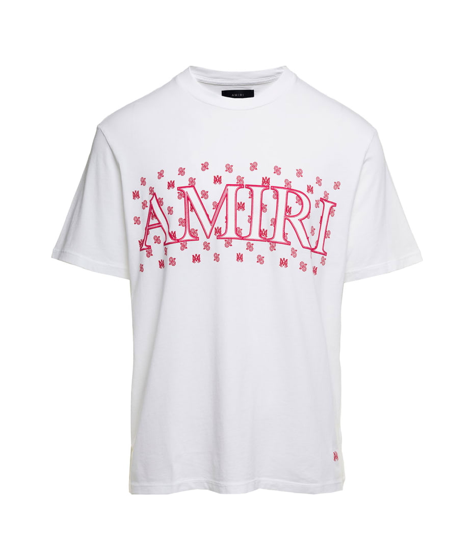 Amiri White Distressed Cotton Crew Neck T-Shirt M Amiri