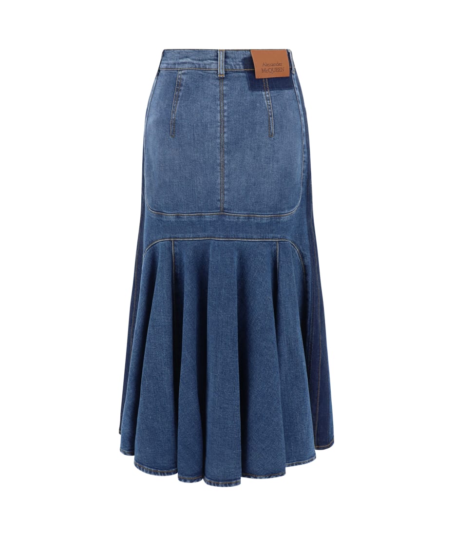 スカート alexander mcqueen FW25 DENIM SKIRT (826751 QMADG4315) Alexander McQueen Denim Pencil Skirt | Blue | FARFETCH