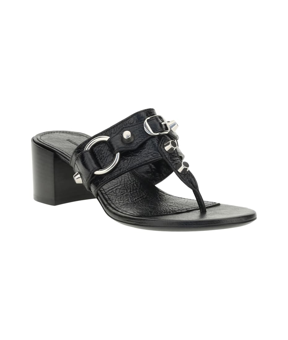【関税＆送料込み】Balenciaga Thong Sandals BALENCIAGA Contrast Logo Calfskin Thong Sandals Black 36EU