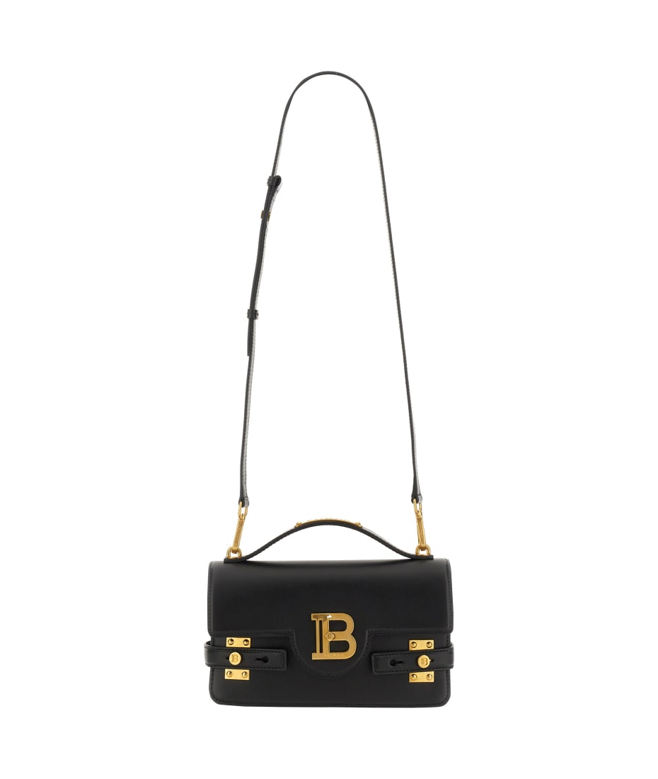 B Buzz 24 Leather Shoulder Bag in Black - Balmain
