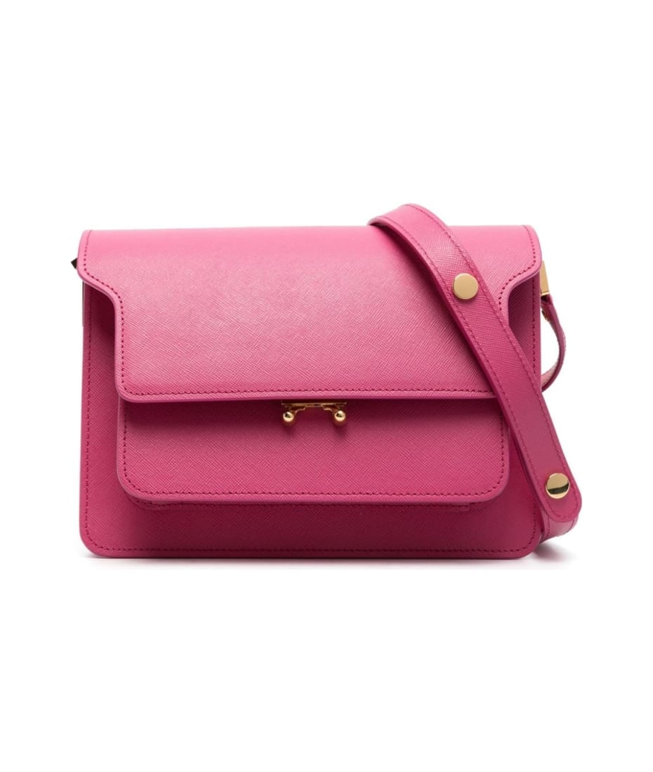 Marni Trunk Medium Bag In Shiny Leather in Pink