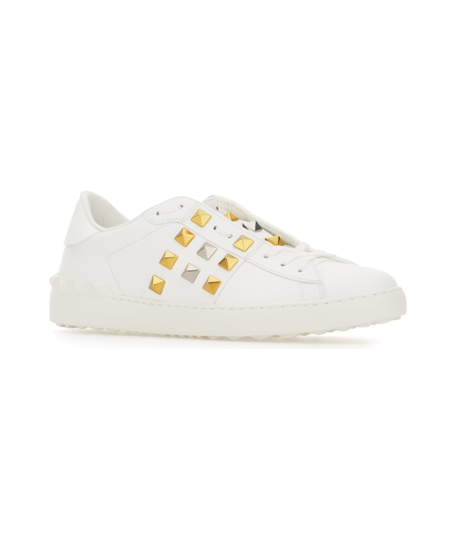 Valentino Garavani White Leather Rockstud Sneakers | italist