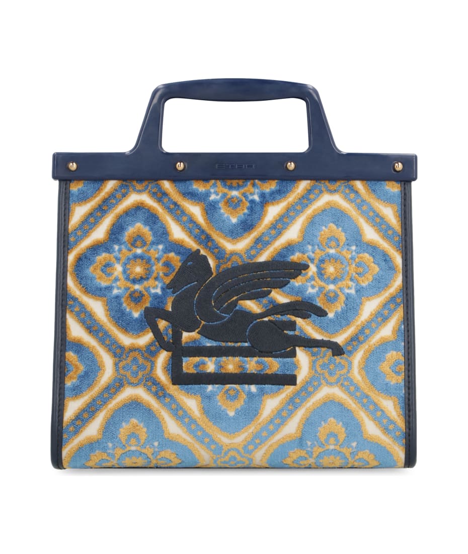 Love Trotter Medium Jacquard Tote Bag in Blue - Etro