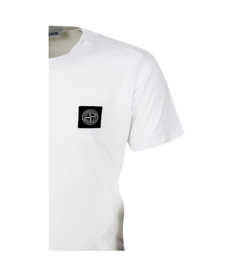 Stone Island 100% Cotton Short Sleeve Crew Neck T-shirt With your On The Chest - White