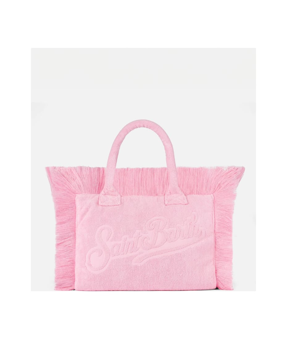 Vanity Pink Terry Shoulder Soft Bag With Embossed Logo