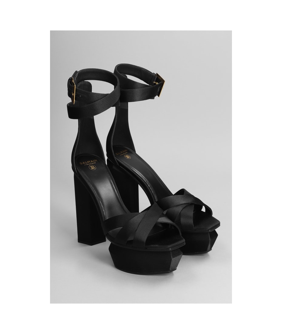 Balmain Ava Sandals In Black Satin | italist
