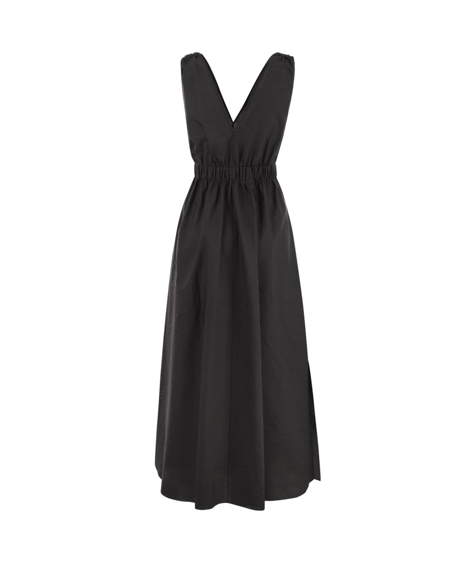 ワンピース BRUNELLO CUCINELLI BLACK AND GREY COTTON DRESS Brunello Cucinelli - Black Stretch Cotton Monili Tie Dress