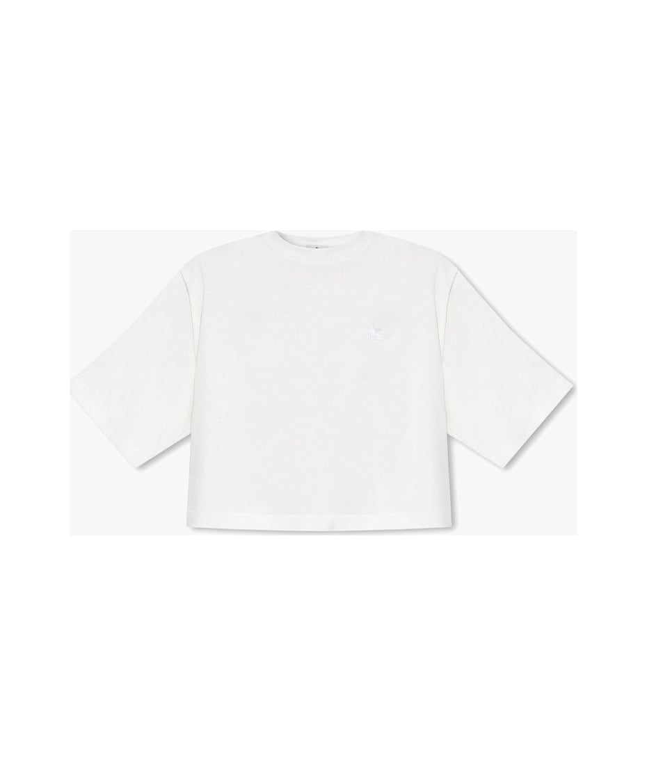 Etro Logo Embroidered Cropped T-shirt