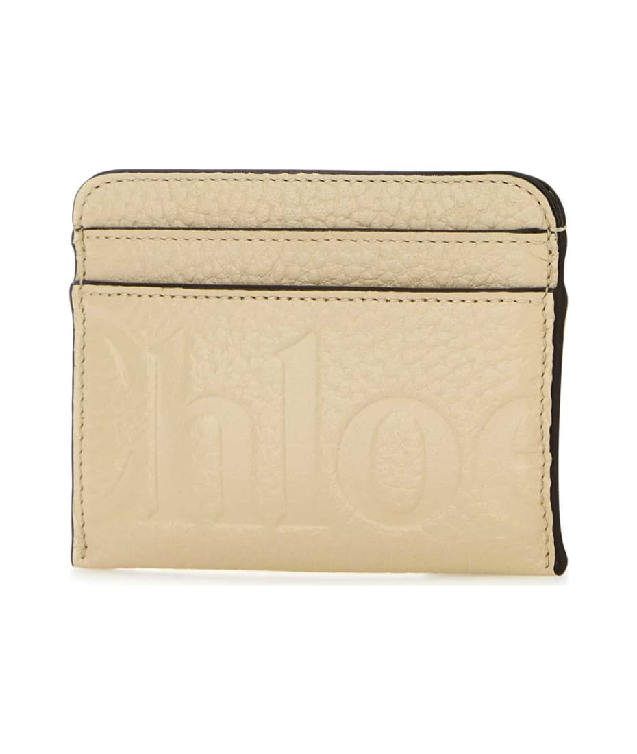 折りたたみ財布 Chloe Chloe 24FW Bikie engraved logo leather women's card wa Chloé Cream Leather Card Holder | italist