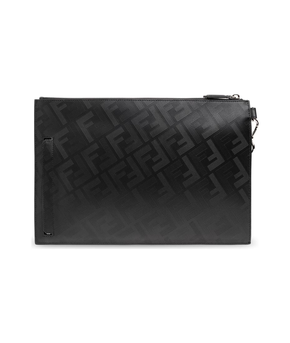 Fendi Clutch Pack FF Monogram Black/Gray in Fabric with Silver-tone - US