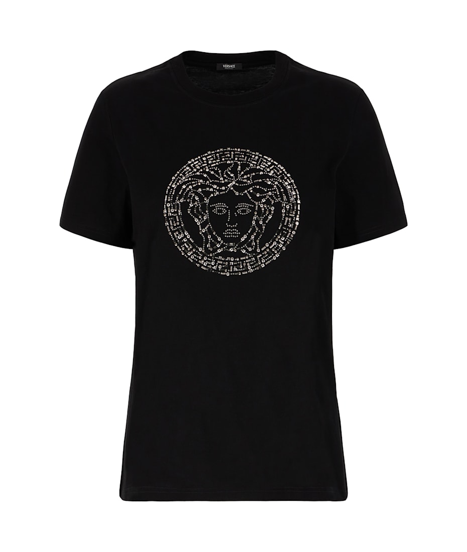 【関税＆送料込み】Versace Black Cotton T-Shirt With Print Versace Black Cotton T-shirt | italist