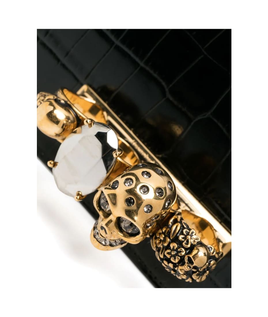Alexander McQueen Black Jeweled Satchel Mini Bag With Chain Alexander McQueen Black Jeweled Satchel Mini Bag With Chain