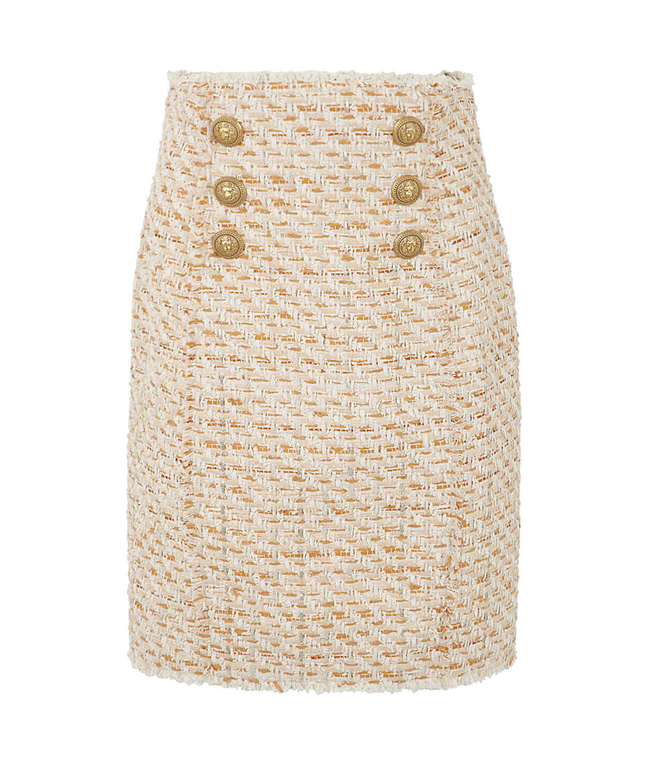 【送料&関税込】Balmain Tweed Skirt With Front Golden Button Balmain Tweed Skirt With Front Golden Buttons | italist