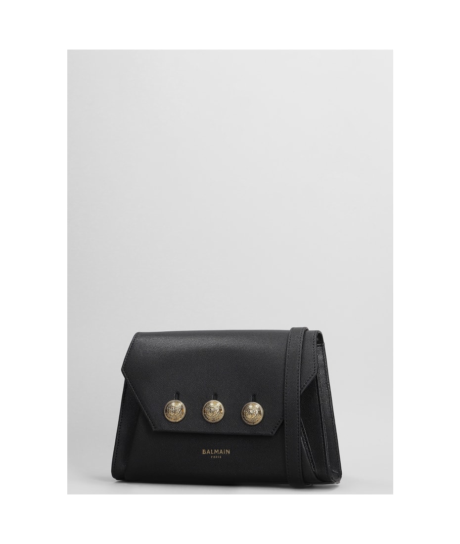 Balmain Embleme Flap Shoulder Bag In Black Leather | italist