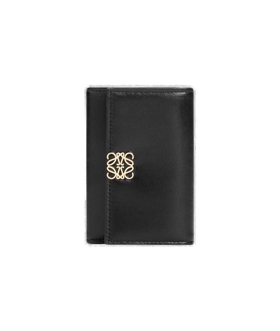 24PF new/LOEWE ノットロゴレザーウォレット Wallet Black LOEWE / ノットコンパクトジップウォレット 二つ折り財布