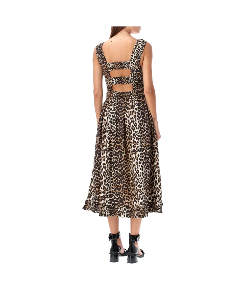 オールインワン・サロペット Ganni Leopard Print Viscose Long Dress Ganni Midi Dress Leo | italist