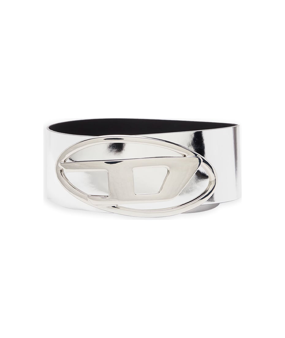 Diesel 'OVAL D LOGO B-1DR' Wide Belt With Logo Women'S Silver for Women