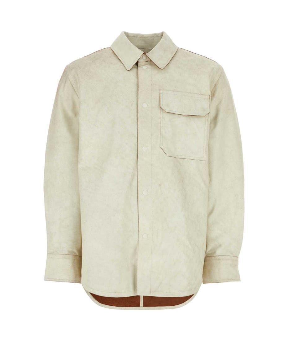 Tシャツ・カットソー HELMUT LANG FW23 Chalk leather shirt (N04HM105 100) Helmut Lang Chalk Leather Shirt | italist