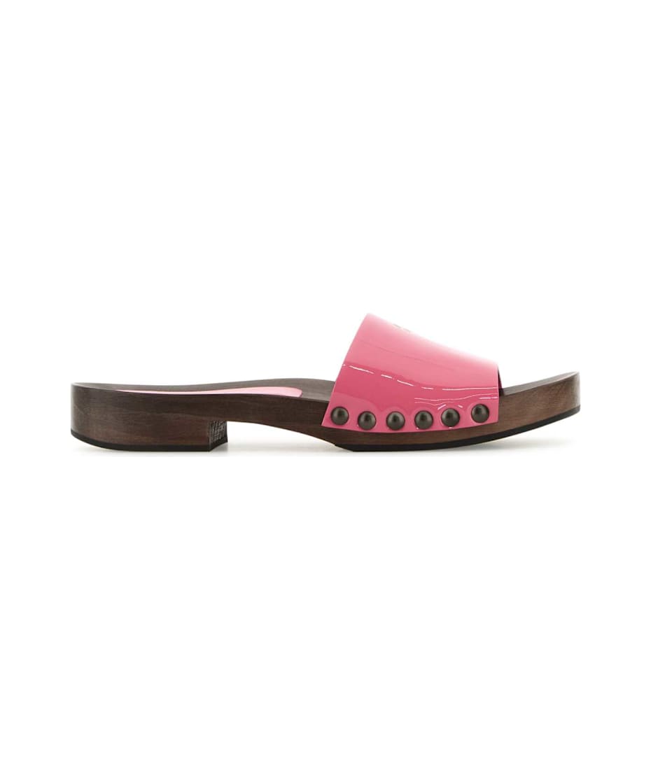 【関税&送料込】Miu Miu Fuchsia Leather Clogs Miu Miu Fuchsia Leather Clogs | italist