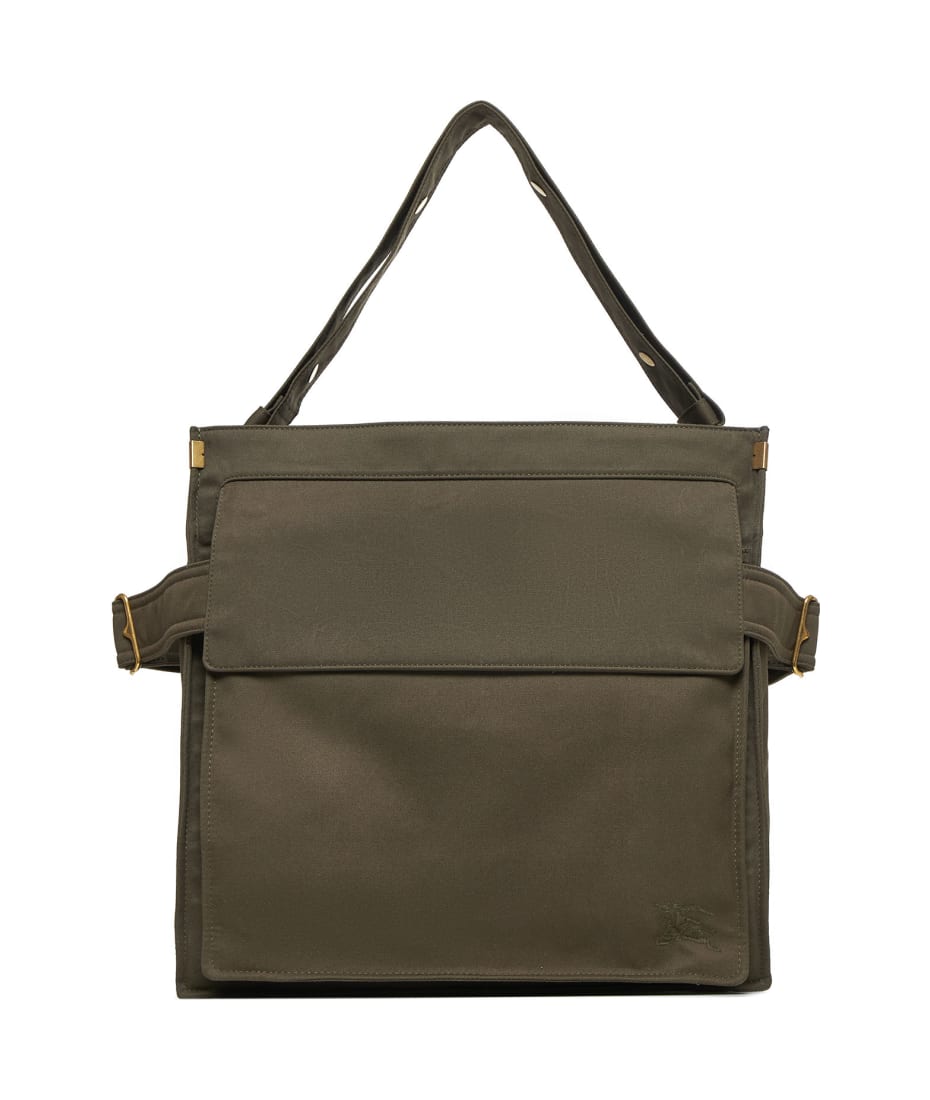 Burberry Military Green Canvas Medium Tote Trench Shopping