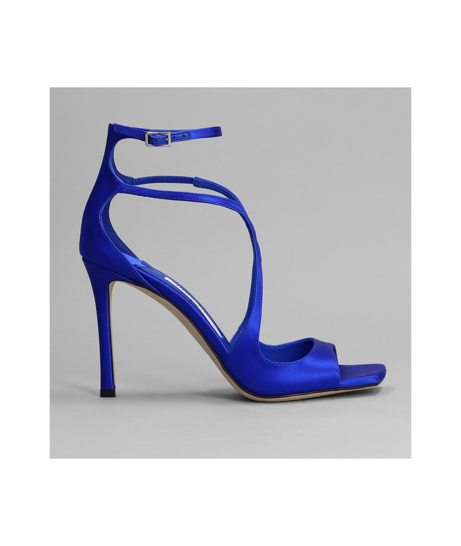 Jimmy Choo Azia 95 Sandals In Blue Satin | italist