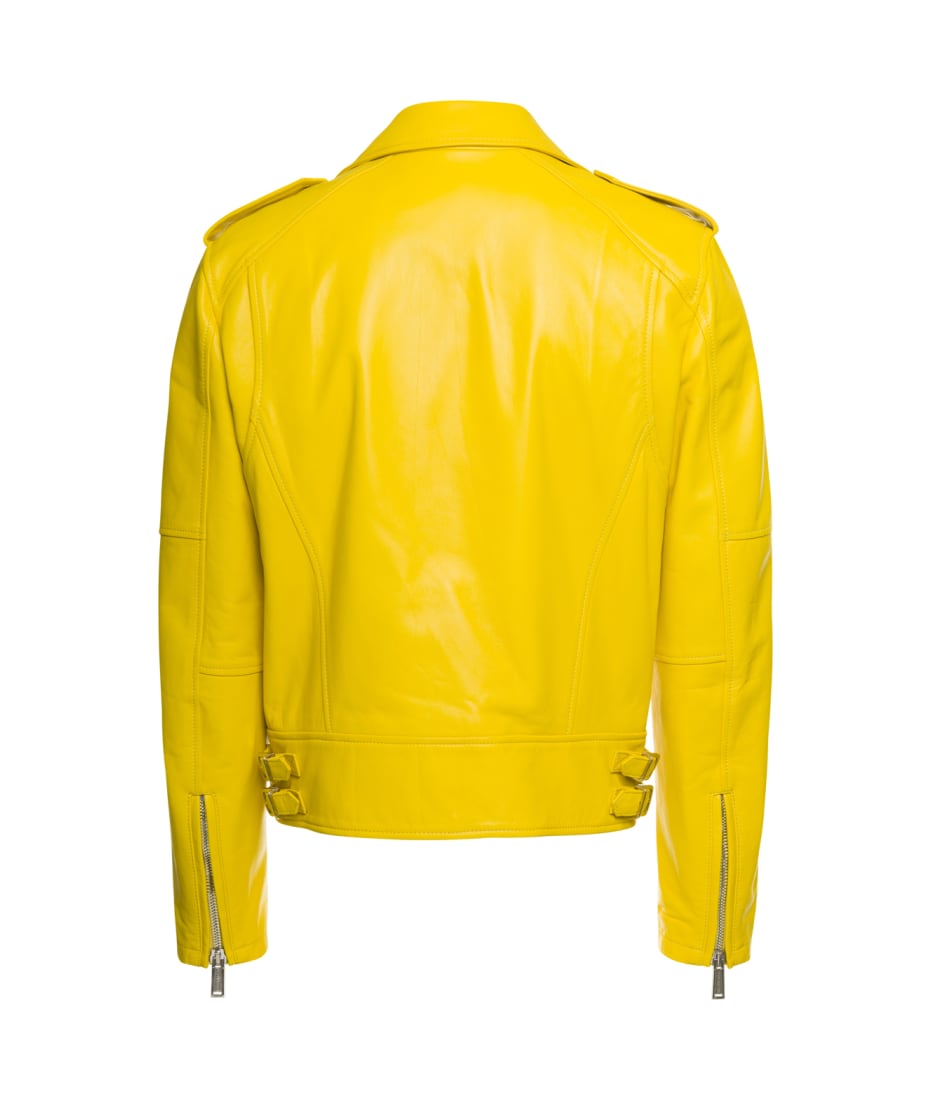 Bright Yellow Biker Jacket In Faux Leather Man Dsquared2 | italist, ALWAYS  LIKE A SALE