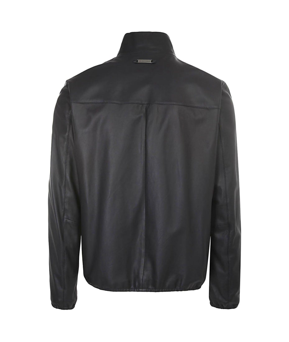 Emporio Armani Zip-up Long Sleeved Leather Jacket | italist