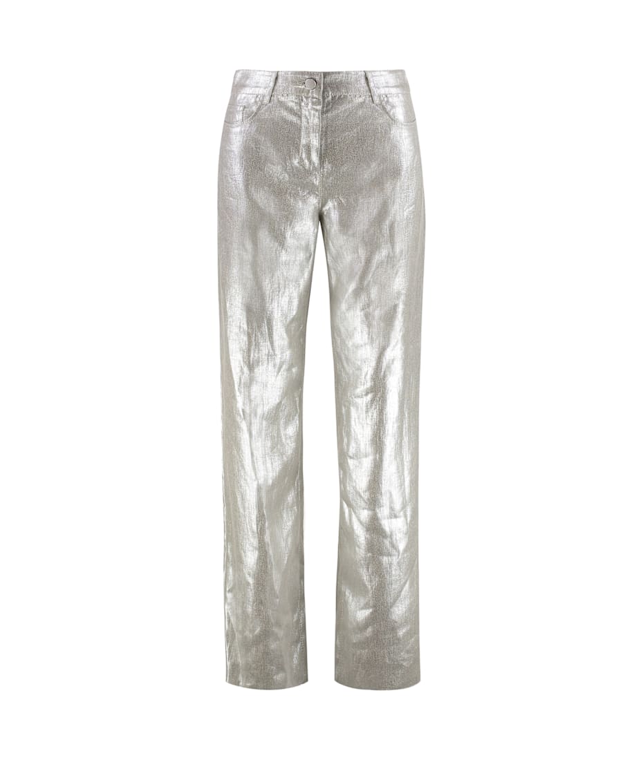 パンツ S MAX MARA MALIKA TROUSERS IN LINEN 5-pocket linen trousers, silver | 