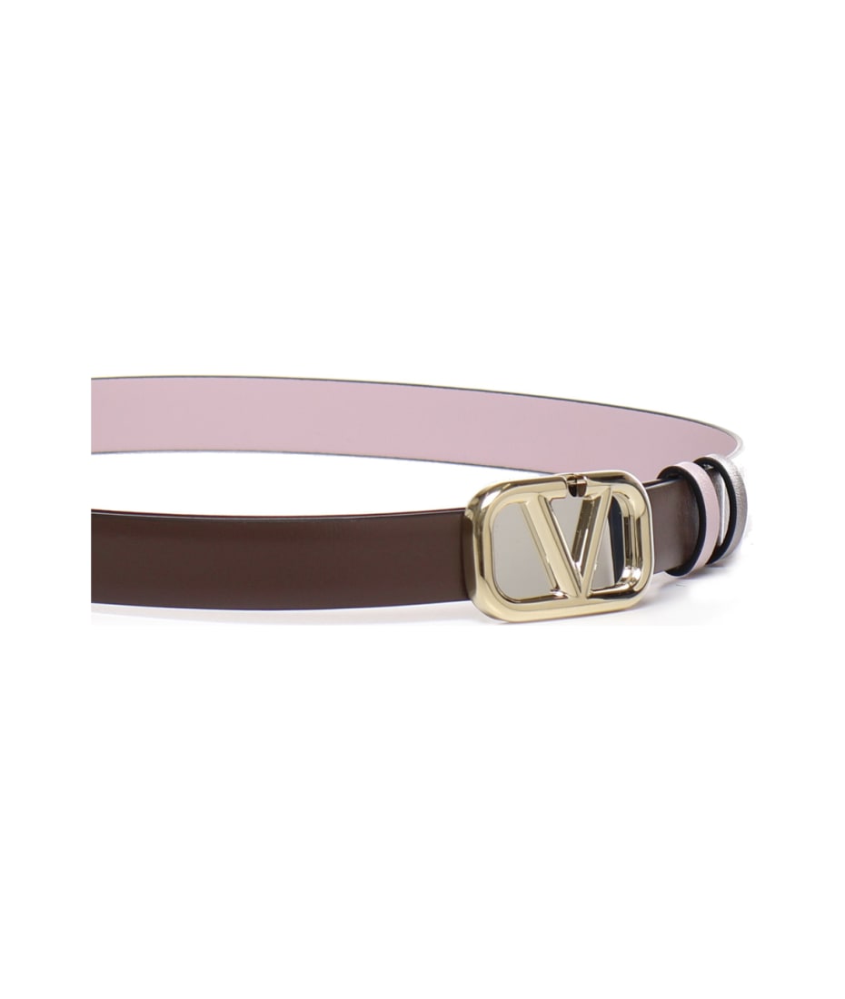 VALENTINO Vlogo Signature Reversible Belt In Shiny Calfskin, Height 30mm