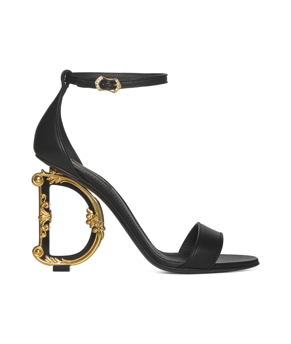 【送料&関税込】Dolce & Gabbana Devotion Sandals Nappa leather Devotion thong sandals in Gold for Women
