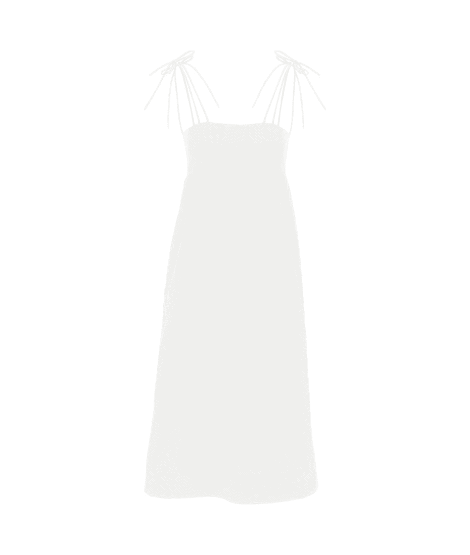 ワンピース Ganni Midi dress with bows White Egret White Broderie Anglaise Layer Dress | GANNI US